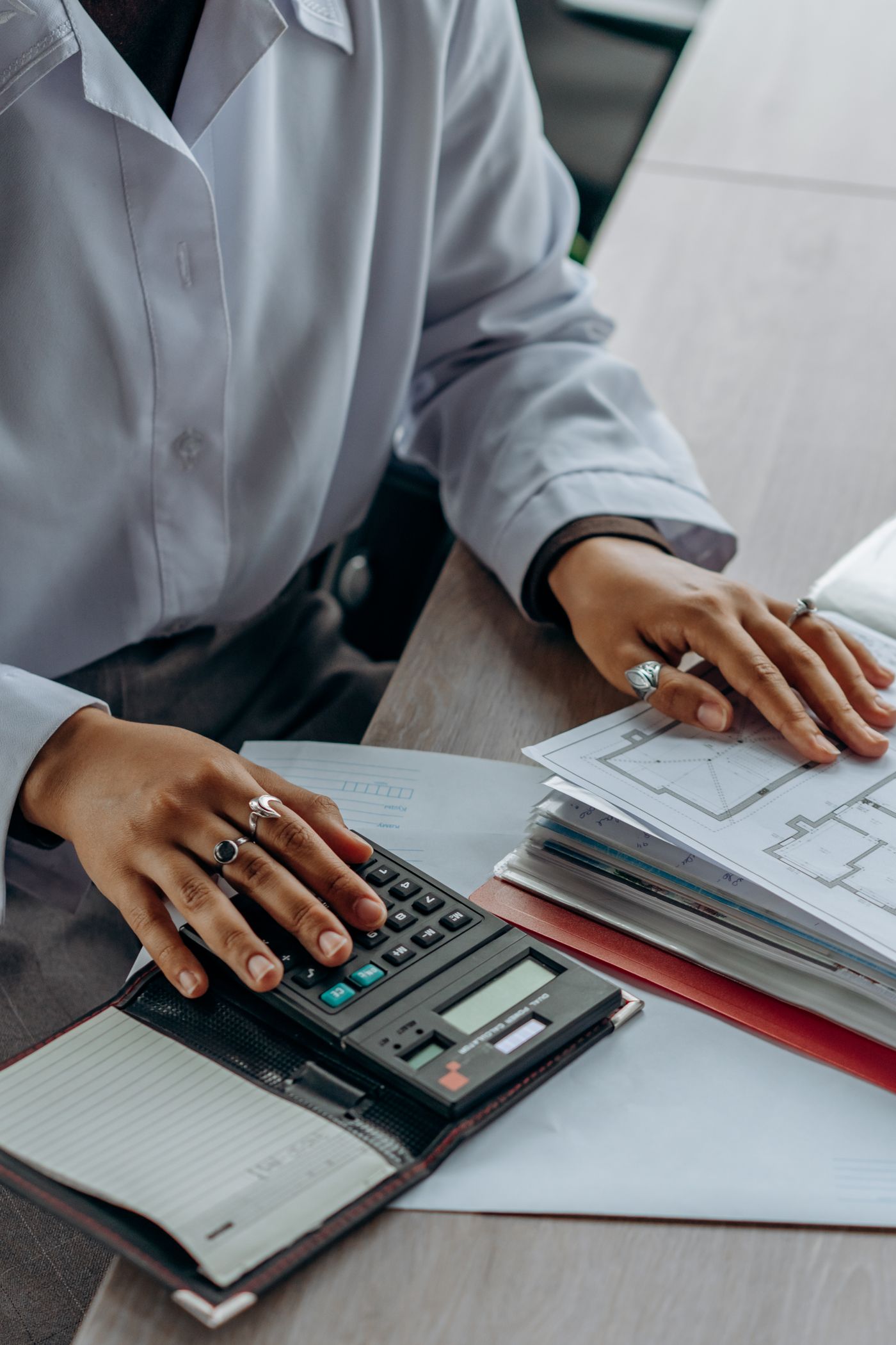 Reviewing documents with a calculator